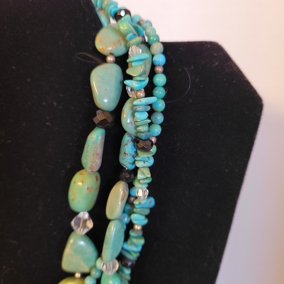 Silpada Turquoise Beaded Stranded Choker Necklace Silver - Picture 6 of 9